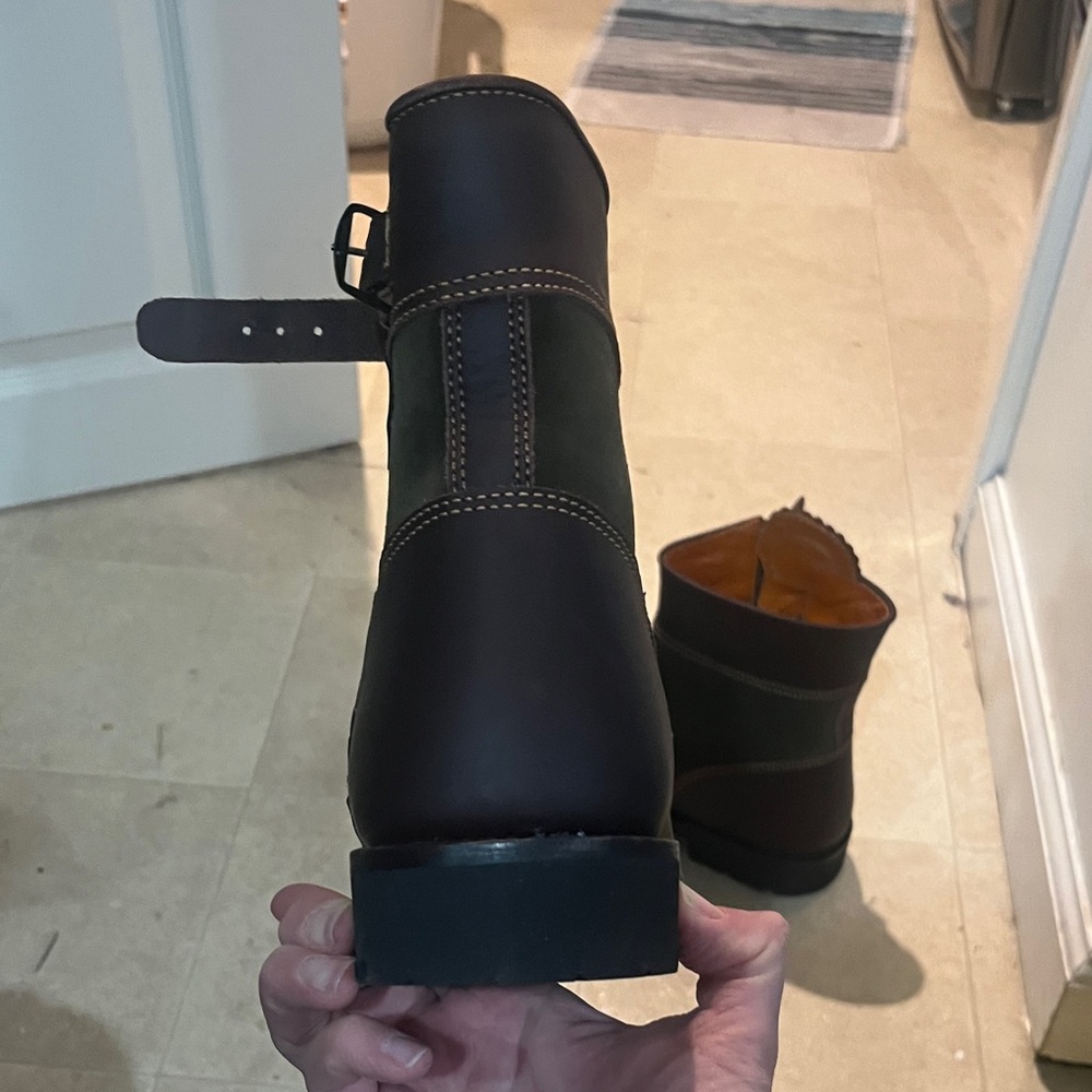 NWOT Penelope Chilvers Olive Leather Ankle Boots with Tassel - Picture 4 of 8